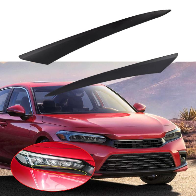 Pair Front Headlight Black Eyelid Molding Trim for Honda Civic   71202T31H01 71207T31H01