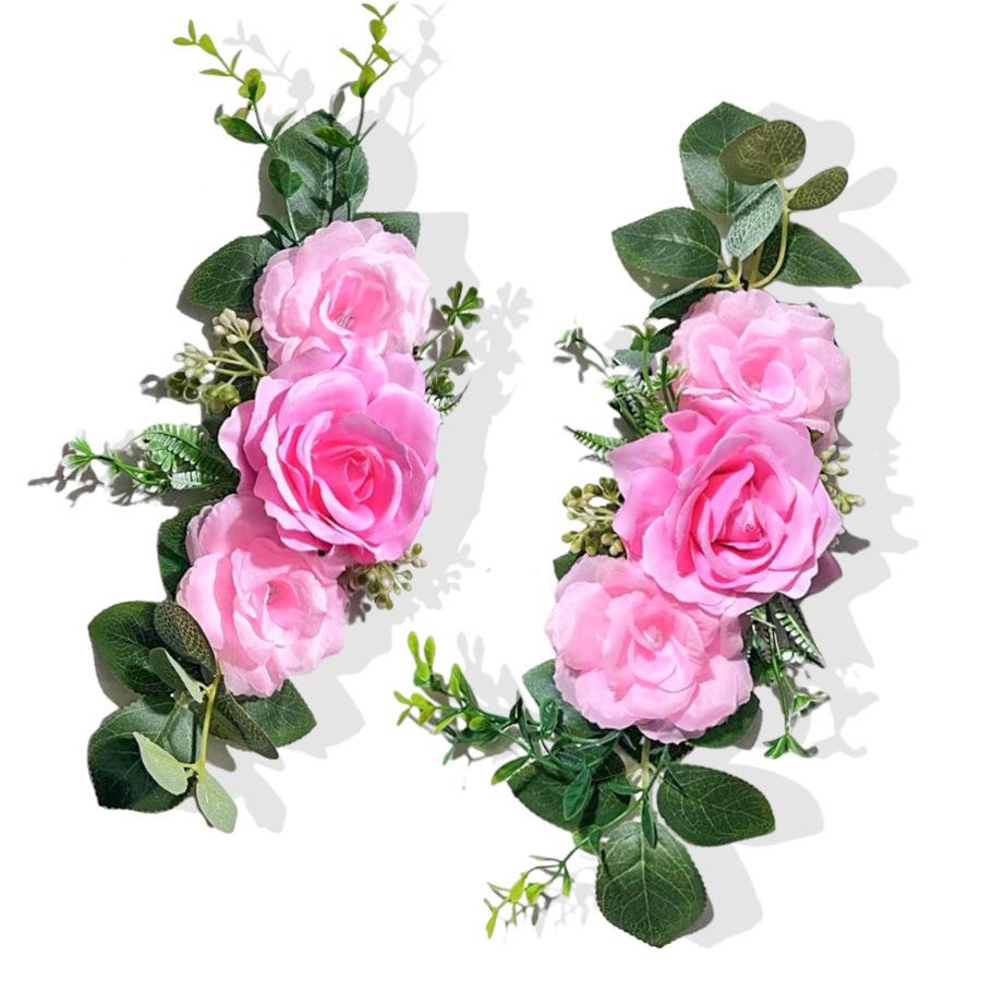 2 Adet Dış Mekan Yapay Gül Çok Renkli Sandalye Arkası Çiçek Kemer Köşe Çiçeği