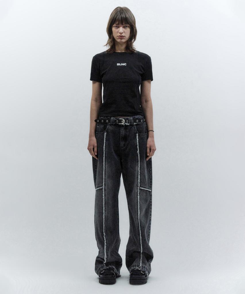 INSILENCE WOMEN Tassel Divide Denim Black