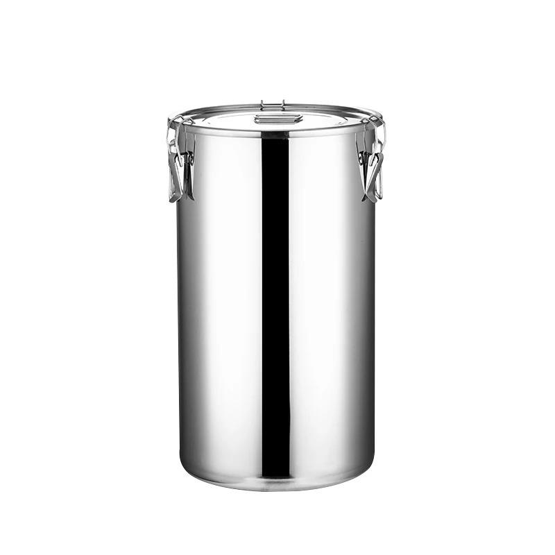 Tall Stainless Steel Sealed Bucket Large Capacity Barrel Sealing Stock Pots Hotel Supplies Restaurant Cooking Lidded Storage