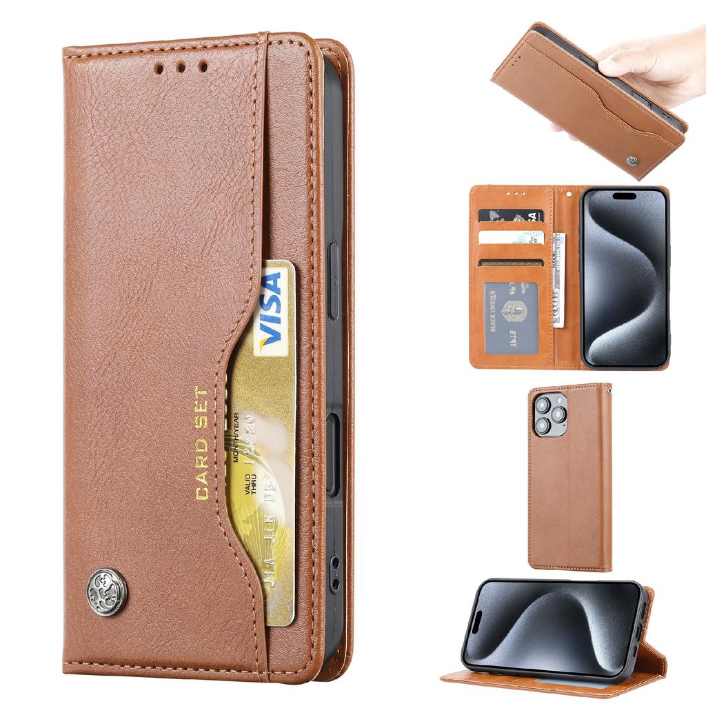 For iPhone 16 Pro Max Cell Phone Case Magnetic Closing PU Leather Stand Cover
