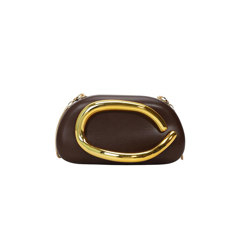 Women PU Leather Trendy Clutch Purses with Chain Metal Decoration Evening Bag Hand-held Shoulder Clutch Bag for Evening Dinner