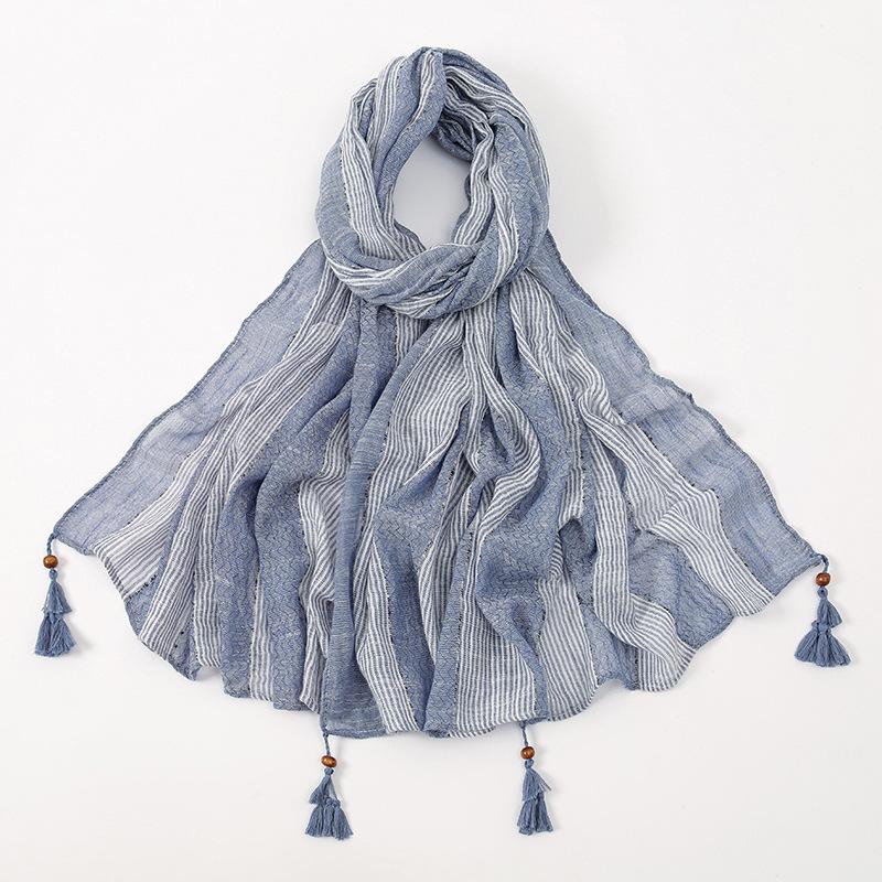 

Новый полиэстеровый контрастный полосатый шарф с кисточками, длинный шарф, весна и осень, горячая распродажа, универсальный мягкий шарф, женская шаль, головной платок 190*85cm
