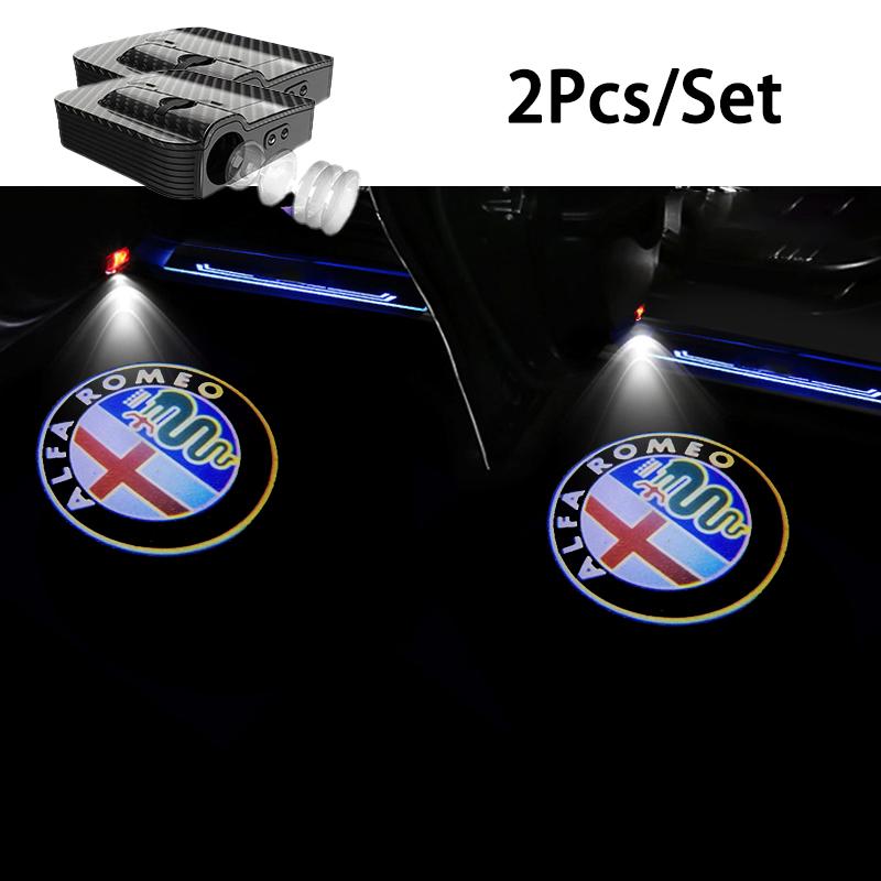 UHNPV1 TFLGX1 Car Door Wireless Welcome Light LED High-Definition Light Car Interior Decoration For Alfa Romeo 156 159 147 4C 8C 166 Giulia