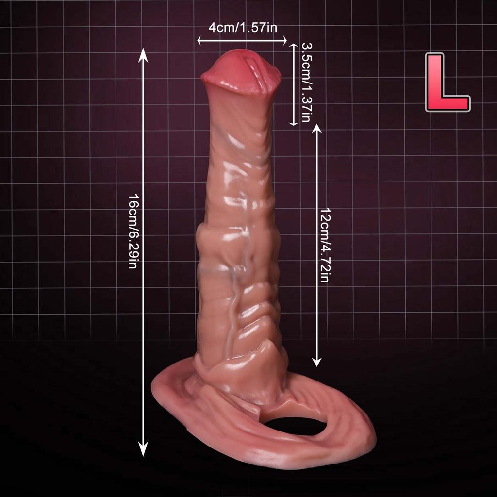 Realistic orse Penis Sleeve with Soft Cock Ring Stretchy Extender Condom Ejaculation Delay Cock Sleeve Adult Sex Toys for Men
