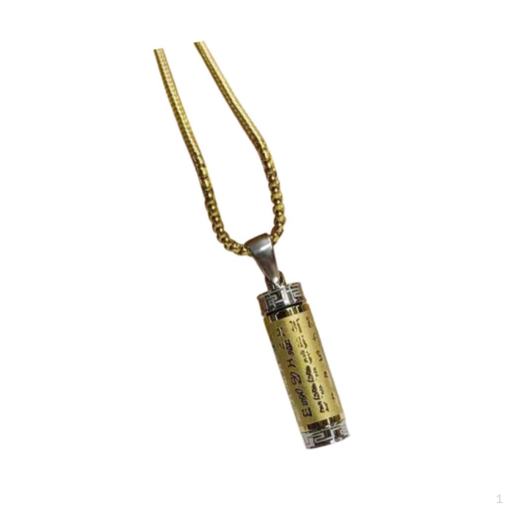 Titanstahl Anhänger Buddhistischer Behälter Halskette Segen Dekor Ornament Gebetsmühle