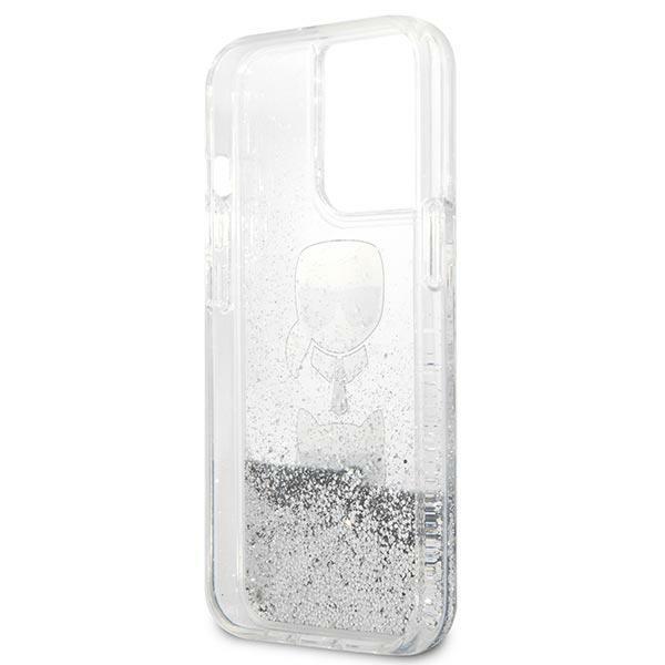 Karl Lagerfeld KLHCP13LKICGLS iPhone 13Pro / 13 6.1" silver/silver hardcase Liquid Glitter Karl&Choupette Head