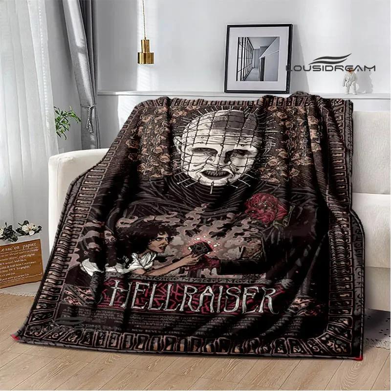 Coperta con stampa horror hellraiser coperta da picnic coperta sottile in flanella morbida e confortevole coperta da viaggio per la casa regalo di compleanno