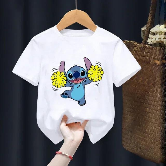 Disney Stitch Summer Graphic T-Shirt Hollow Series Short Sleeve T-Shirt