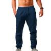 Men's Cotton Linen Pants Male Summer Breathable Solid Color Pants Casual Elastic Waist Fitness Trousers Streetwear