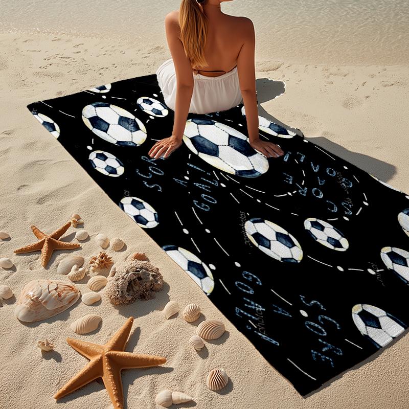 Soccer Ball Pattern Background Beach Towel, Super Soft Microfiber, Gift for Her/Him, Birthday, for Pool, Beach, Travel, Home Decor Fan Gifts