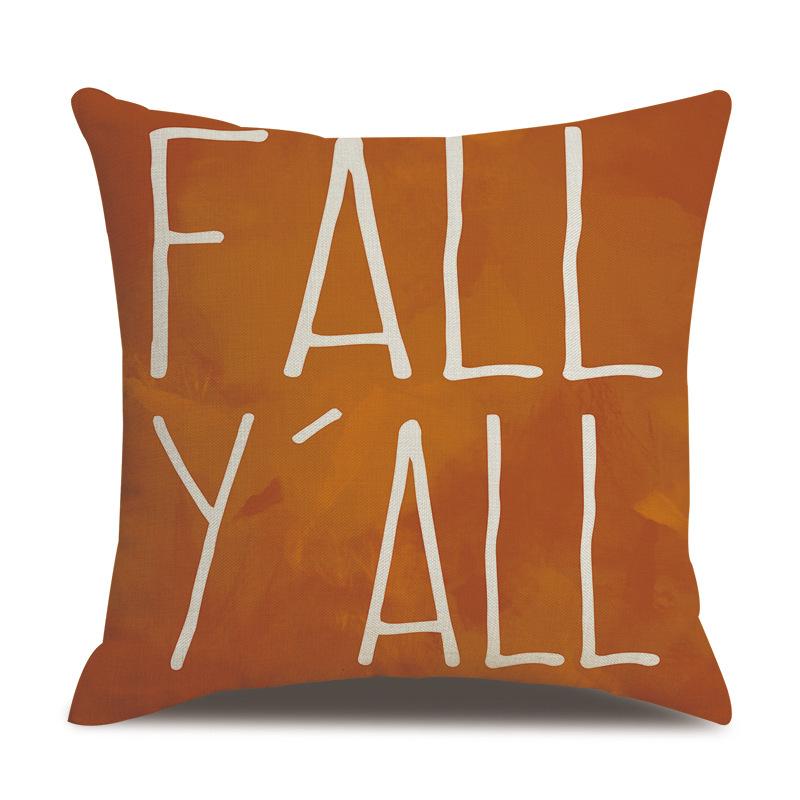 Thanksgiving Linen Pillowcase Autumn Pumpkin Print Pillow Cushion Cover