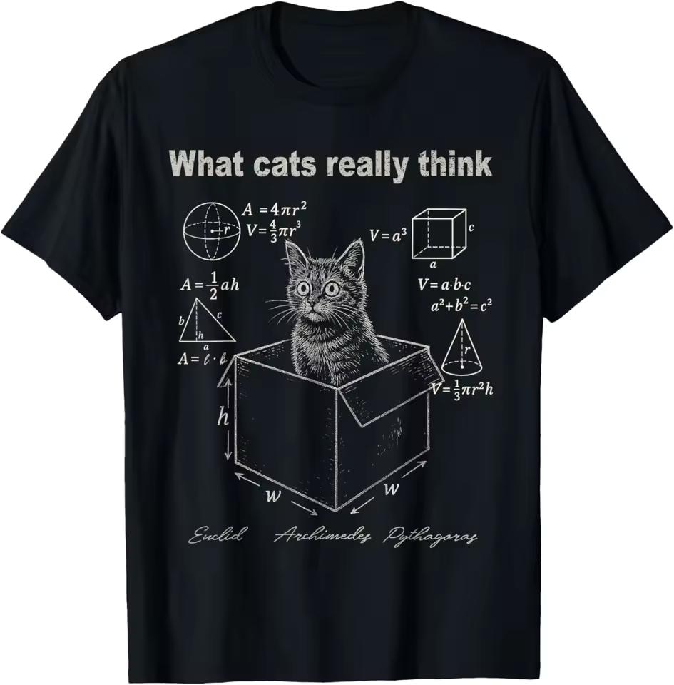 Cat In Box Math Humor T-Shirt Funny Logic Formulas Graphic Tee For women Casual Trip women clothing Fashion Summer Streetwear