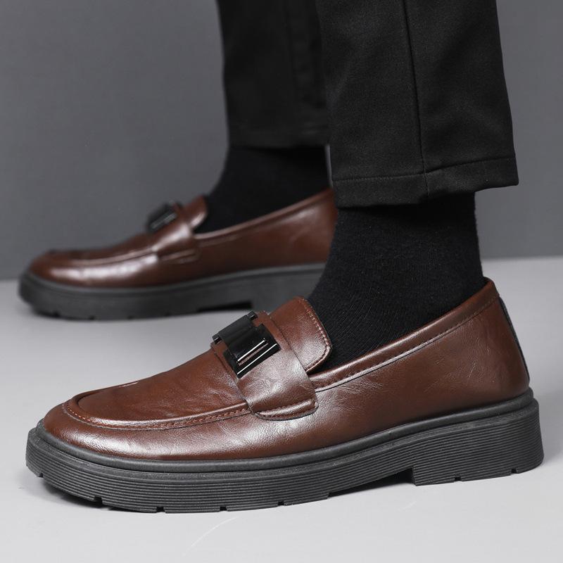 Leather shoes new fashion versatile men's casual leather shoes solid color waterproof lightweight wear-resistant men's shoes