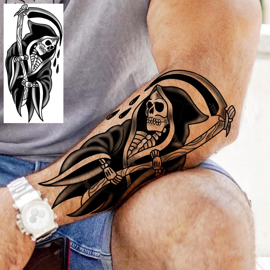 Waterproof Cross-border Snake & Dragon Skull Temporary Tattoo Stickers for Arm, European & American Design