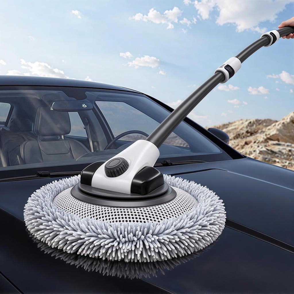 Telescopic Soft Bristle Car Wash Brush - Portable, Long Handle, Gentle on Cars