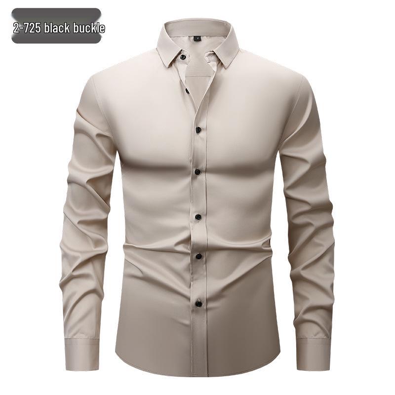 

Мужская белая рубашка с длинным рукавом, тянущаяся в четырех направлениях, устойчивая к сминанию - формальная и повседневная, больших размеров XL [180-200 cm]