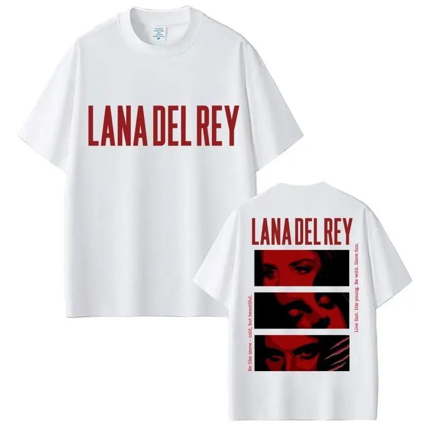 Sängerin Lana Del Rey Grafik T-Shirt Herren Damen Mode Hip Hop 90er Vintage Oversized Baumwolle Lässiges T-Shirt Y2K Streetwear Top