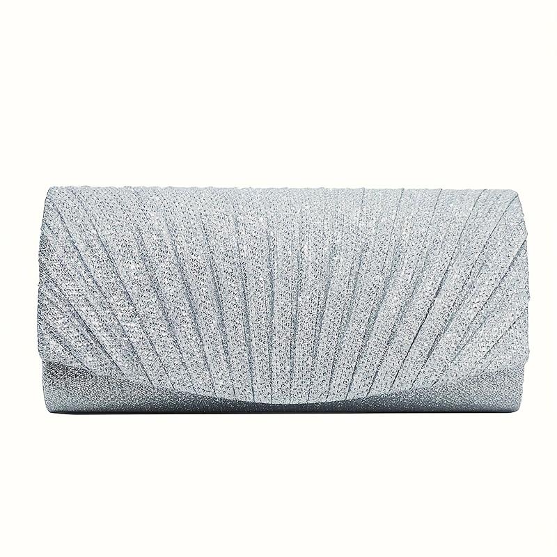 Elegant Mini Glitter Pleated Square Evening Bag Perfect for Parties, Weddings, and Formal Events, Evening Event Bag Pleated Design Evening Bag