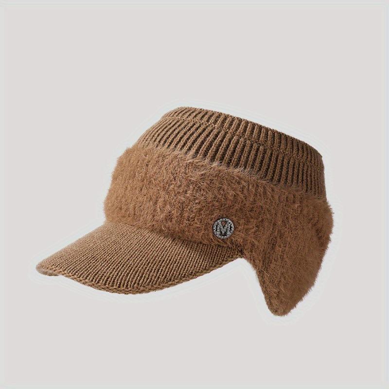 New Women Winter Hat Streetwear Faux Fur Warm Ponytail Cap Fashion Decorate Beanie Hat For Female Casual Earflap Knitted Hat