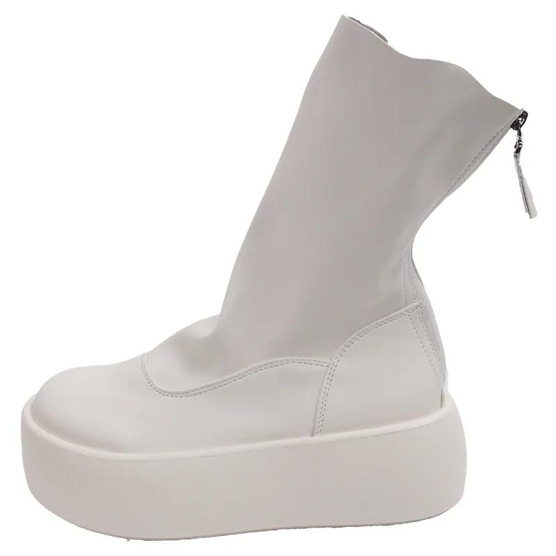 

Женские сапоги на молнии с толстой подошвой, модные и универсальные, однотонные, красные, короткие сапоги на осень 36