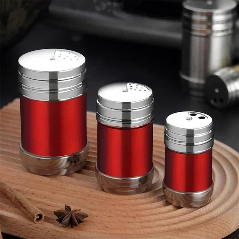 Stainless Steel Salt Spice Sugar Pepper Flavour Bottles Shaker, Airtight, Rotatable Seasoning Shaker, Kitchen Gadget