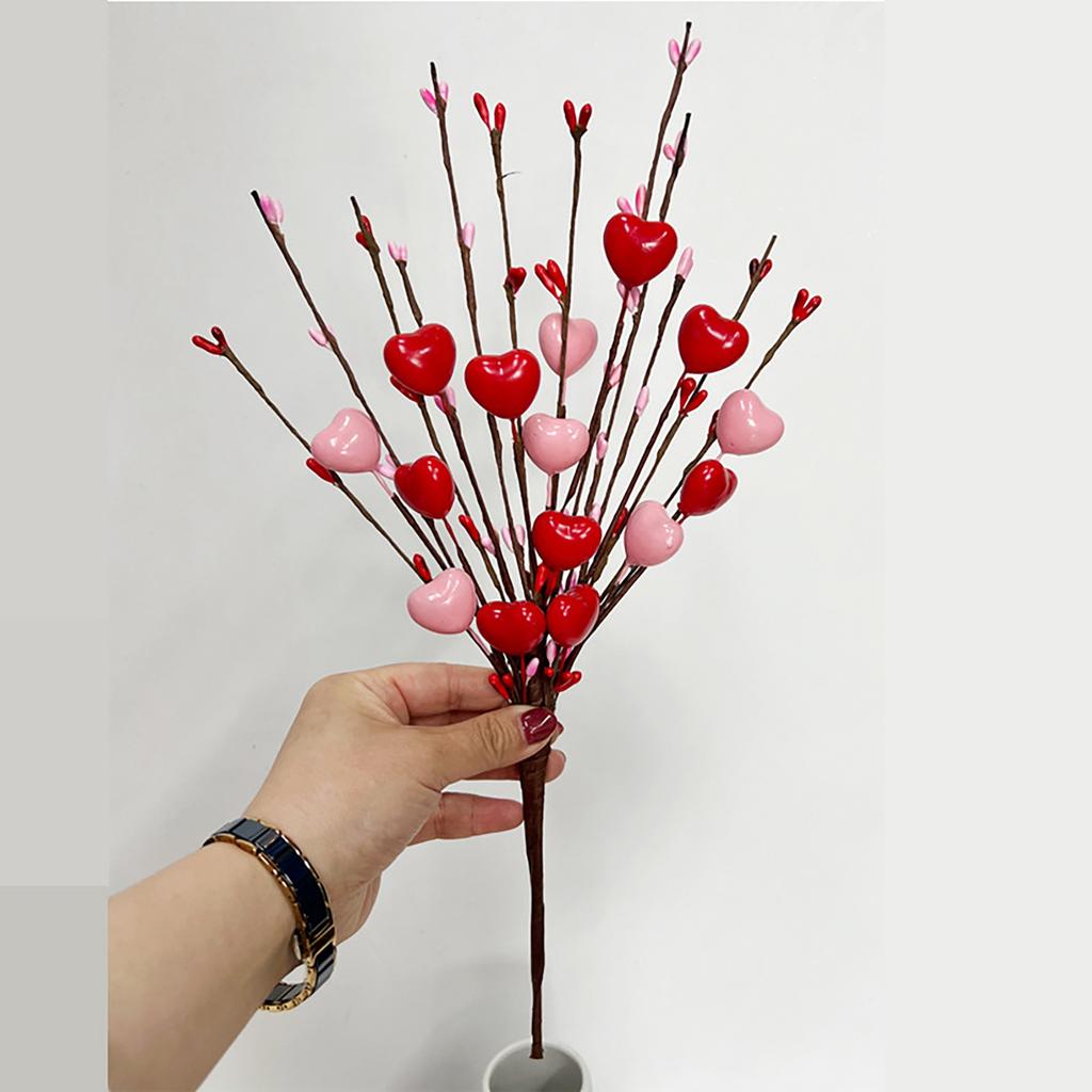 6 Stück Künstliche Herzbeeren Picks Valentinstagsfeiertag Dekorative Herzbeeren Stiele Zweige für
