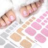 22Pcs/Sheet Toe Nail Sticker Wraps Baking Free Simple Solid Color Glitter Full Cover Toenail Polish Strips Waterproof