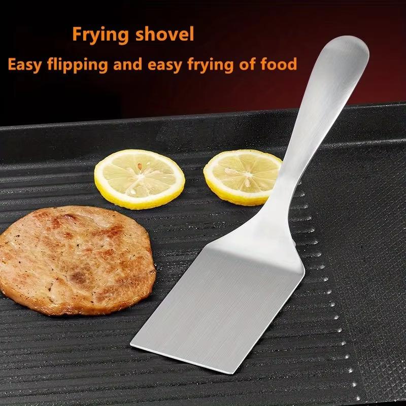 Stainless Steel Square Head Steak Cooking Spatula Pizza Shovel Pancake Beef Scraper For Kitchen Bbq Non-Stick Utensils Supplies