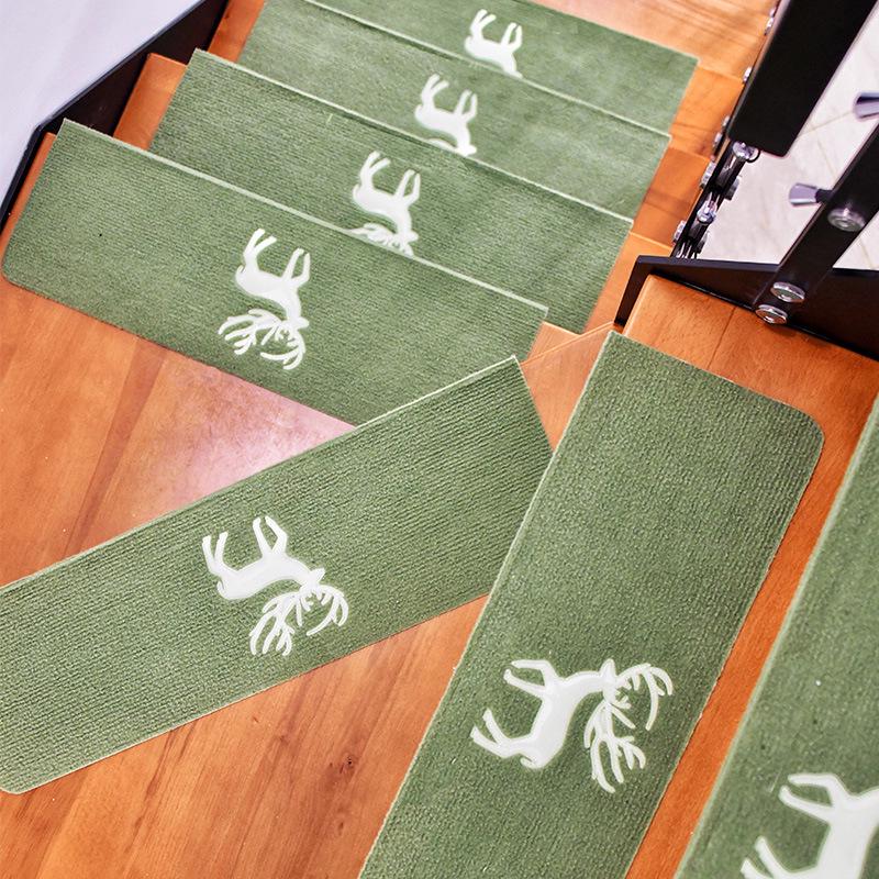 Machine Washable Non-Slip Luminous Stair Mats – Glue-Free Self-Adhesive Wood Foot Mats