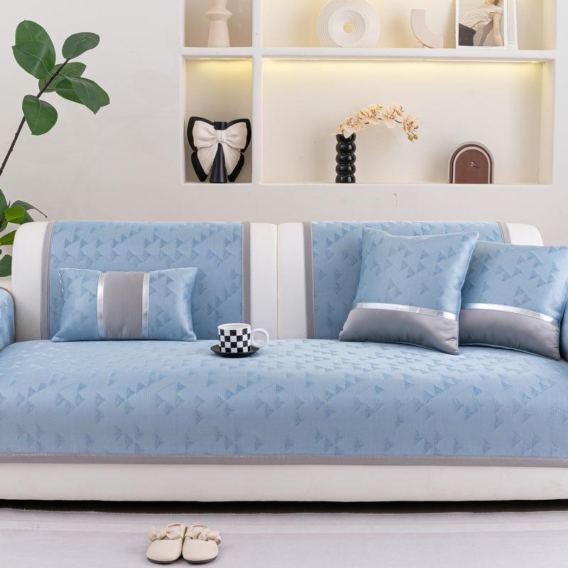 Ice Silk Sofa Cushion Leather Light Luxury Summer Mat Seat Cushion Simple Modern High-End Non-Slip Leather Sofa Cover