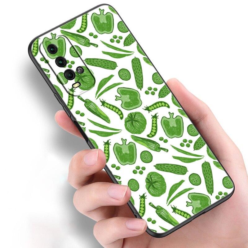 Sommer grüne Blätter Frucht Zitrone Silikon Handyhülle Für Xiaomi Redmi Note 11 10 9 8 Pro 11T 10T 10S 9S 8T 9 9A 9C 9T Schwarze Hülle