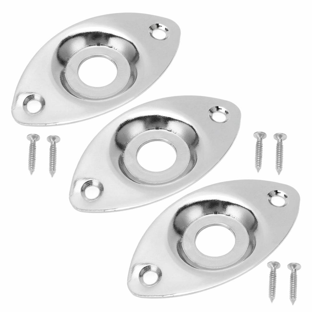 3PCS Silver Electric Guitar Socket Plate Bass Output Jack Socket Electric Guitar Replacement Parts