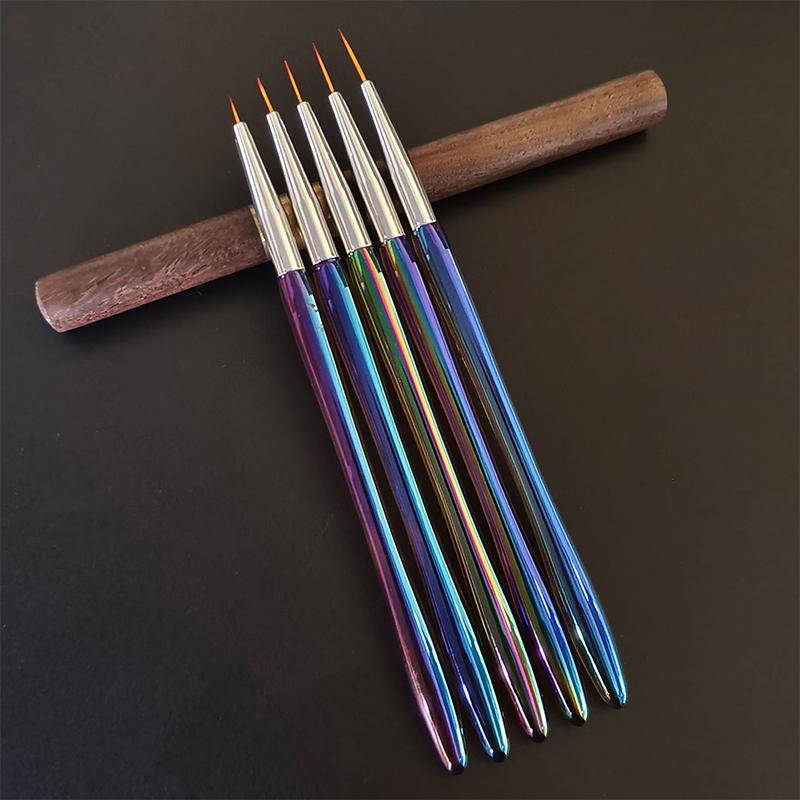 5Pcs/Set Acrylic French Stripe Nail Art Line Painting Pen 3D Tips Manicure Slim Line Drawing Pen Uv Gel Brushes Painting Tools