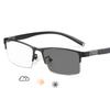 Fashion Trendy Business Photochromic Myopia Glasses for Male Men's Vintage Half Frame Anti-blue Eyewear Smart Color Changing Sunglasses