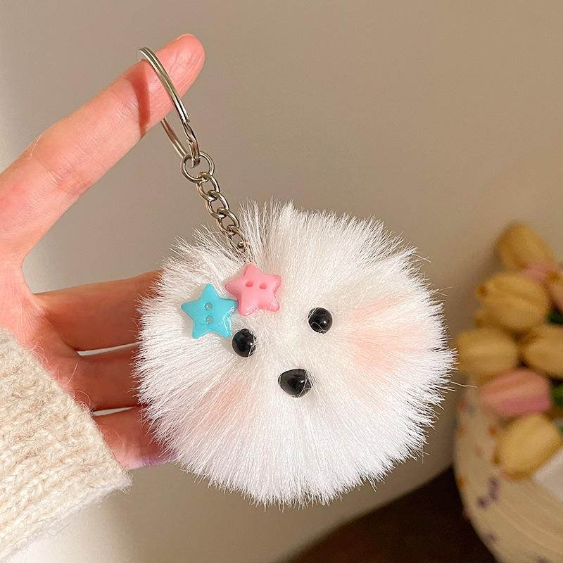 Funny Sausage Mouth Hair Ball Keychains Plush Doll Pendant Key Ring Charms Backpack Car Decor Bag Pendant Accessories
