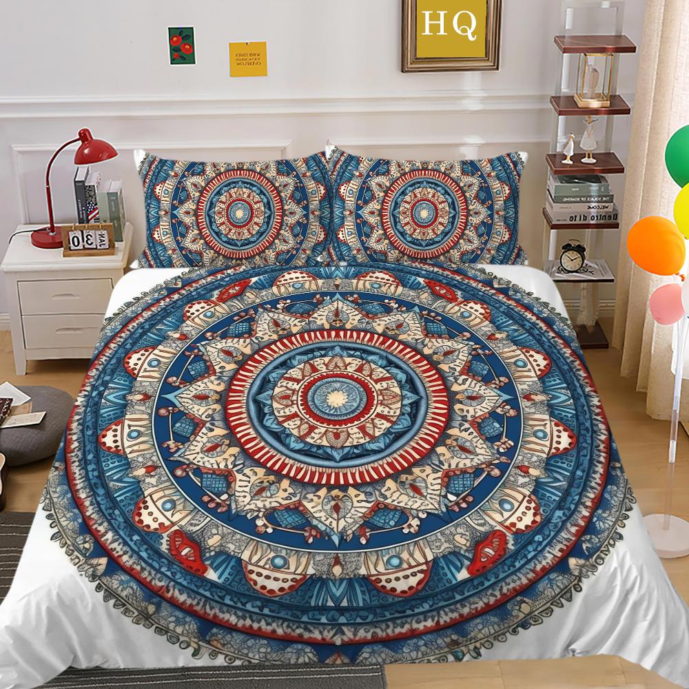 Home Bedding Set 3D Mandala Printing Bedspreads Queen Double Size Microfiber Duvet Cover Set Bedroom Decor