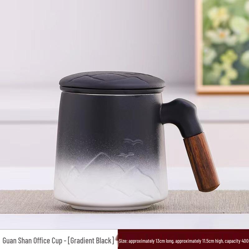 Ceramic Tea Brewing Cup: Coarse Pottery Personal Mug with Engraving - Perfect for Office or Souvenir Gift