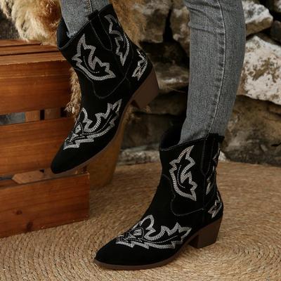Herbst Neue Spitzschuhe Wildleder Bestickte Ärmel Einzelne Schuhe Damen Rutschfest Abriebfest Stiefeletten