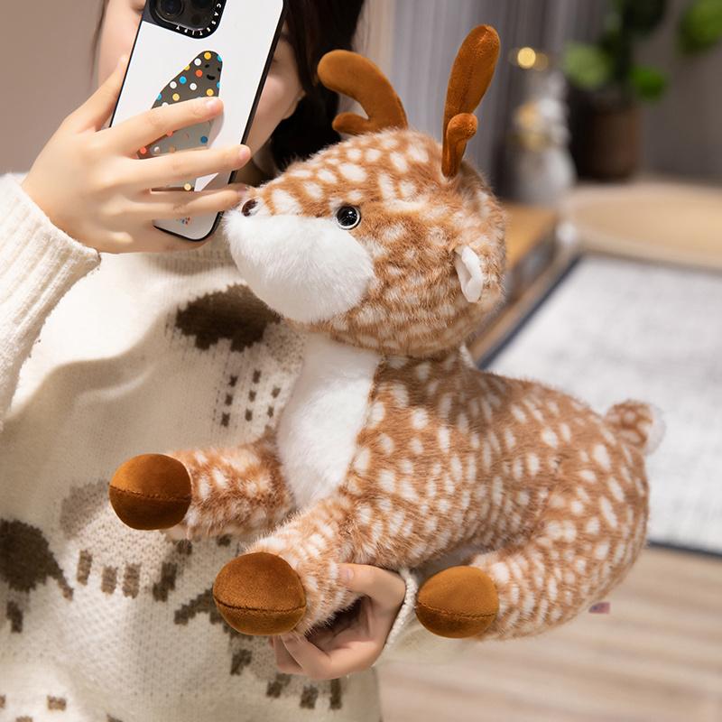 15-36cm New Realistic Deer Plush Toy Pillow Simulation Sika Deer Animal Model Doll Birthday Holiday Gift Kawaii Room Decoration