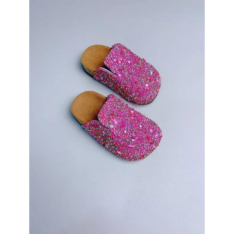 Summer Bling Children's Slippers Buckle Cork Slippers Girls Anti Slip Flat Outdoor Kids Fashion Shoes