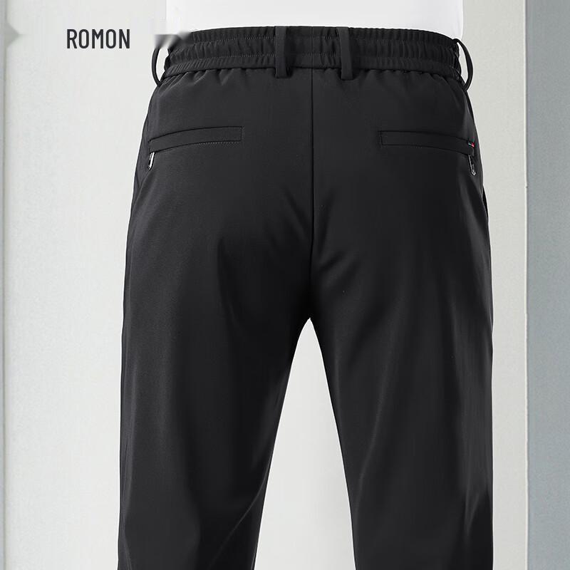 Lomon Men's Elastic Waist Anti-Wrinkle Straight-Leg Casual Pants