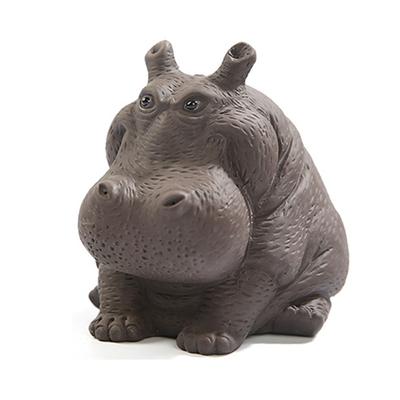 Hippo Figurine Purple Clay Ceramic Tea Pet Sculpture Hippo Statue Desktop Ornament for Tea Set Accessories Home Tea