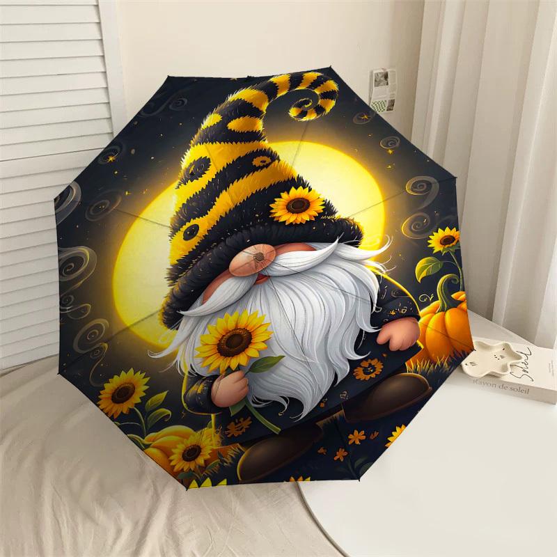

1PC Gnome Sunflower Umbrella-8-Rib Reinforced, Automatic Open, Lightweight & Durable, Cute Fashion Accessory for Outdoor-Y0315