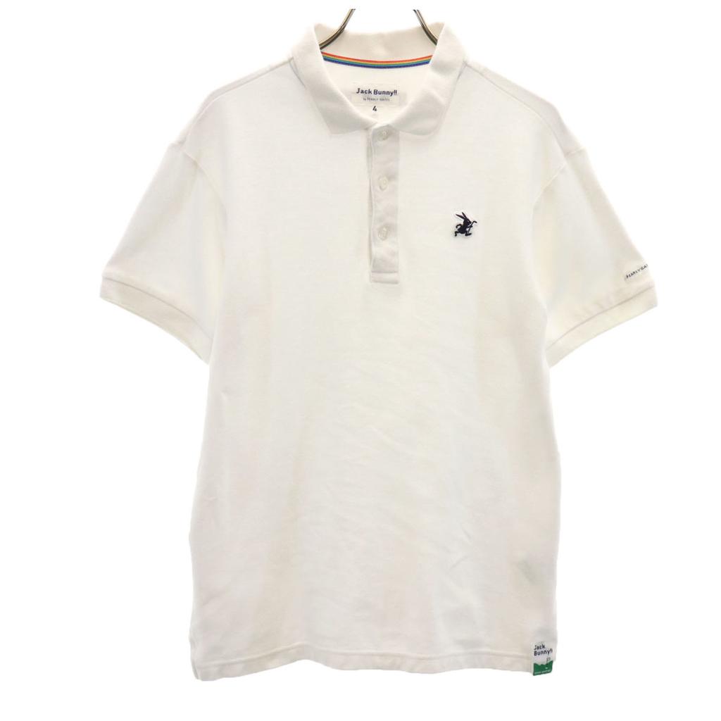 Jack Bunny!! Golf Short Sleeve Polo Shirt 4 White Kanoko Pearly Gates Men's Used