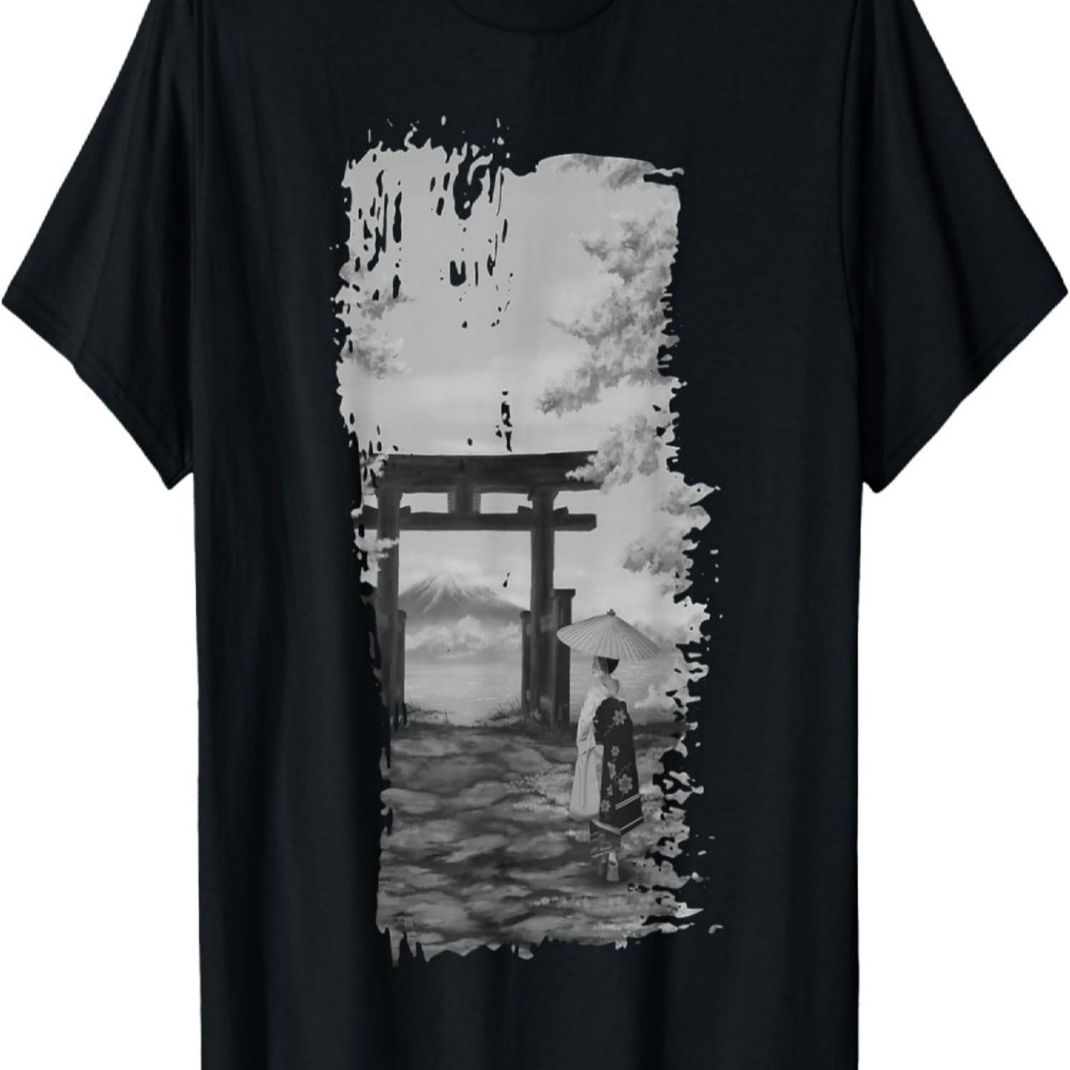 KAWAII GEISHA WITH CHERRY BLOSSOM T-Shirt(2) S чёрный