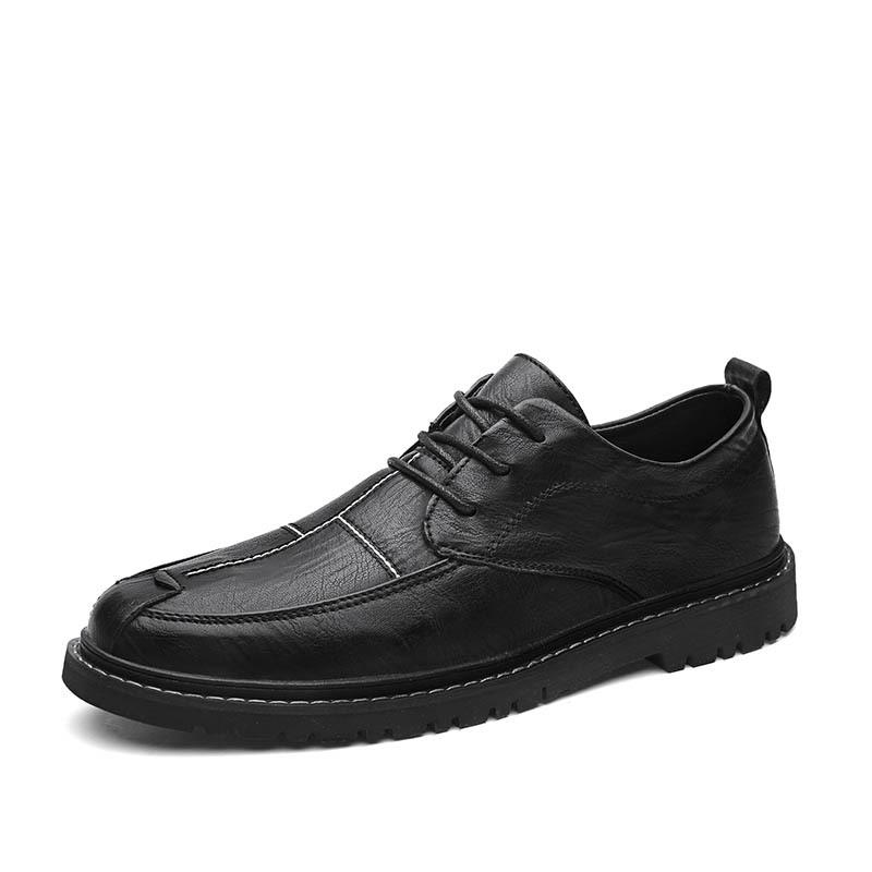 

Four Seasons Low-top Lace-up Leather Shoes British Style Men s Solid Color Small Black Shoes Outer Wear Trend Casual Business Leather Shoes 2025 39