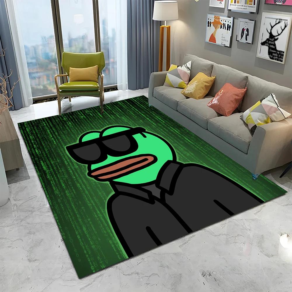 3D Pepe The Frog Face Cartoon Carpet Rug for Home Living Room Bedroom Sofa Doormat Decor,kids Play Area Rug Non-slip Floor Mat
