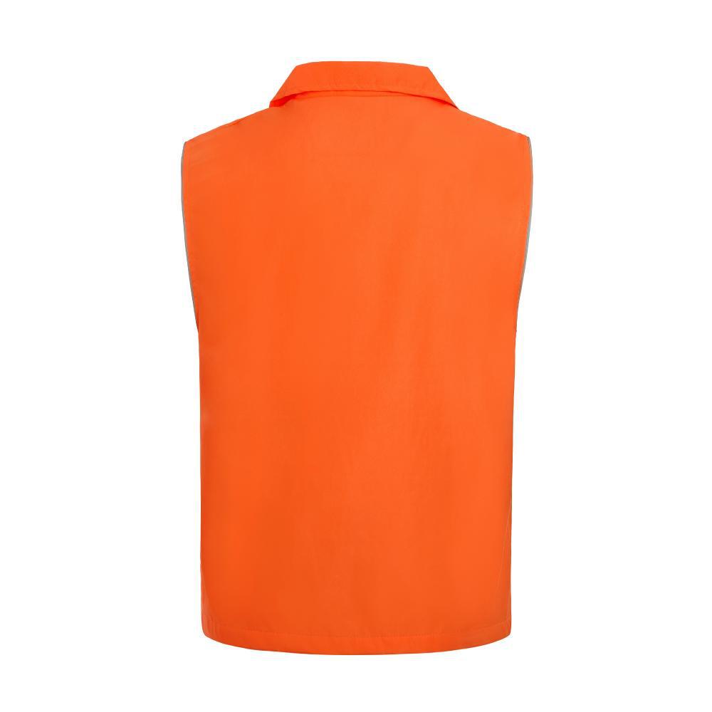 Custom Multi-Pocket Reflective Workwear Vest with Printed Logo for Housekeeping, Promotions, and Supermarket Activities.