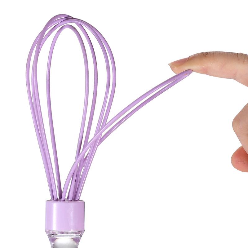 1pc 10-inch Manual Transparent Handle Silicone Egg Beater Cake Cream Mixer Egg Baking Gadget
